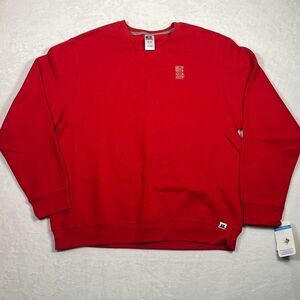 Russell Athletic Solid Color Fleece CrewNeck pullover Red Sweatshirt NWT Men XL